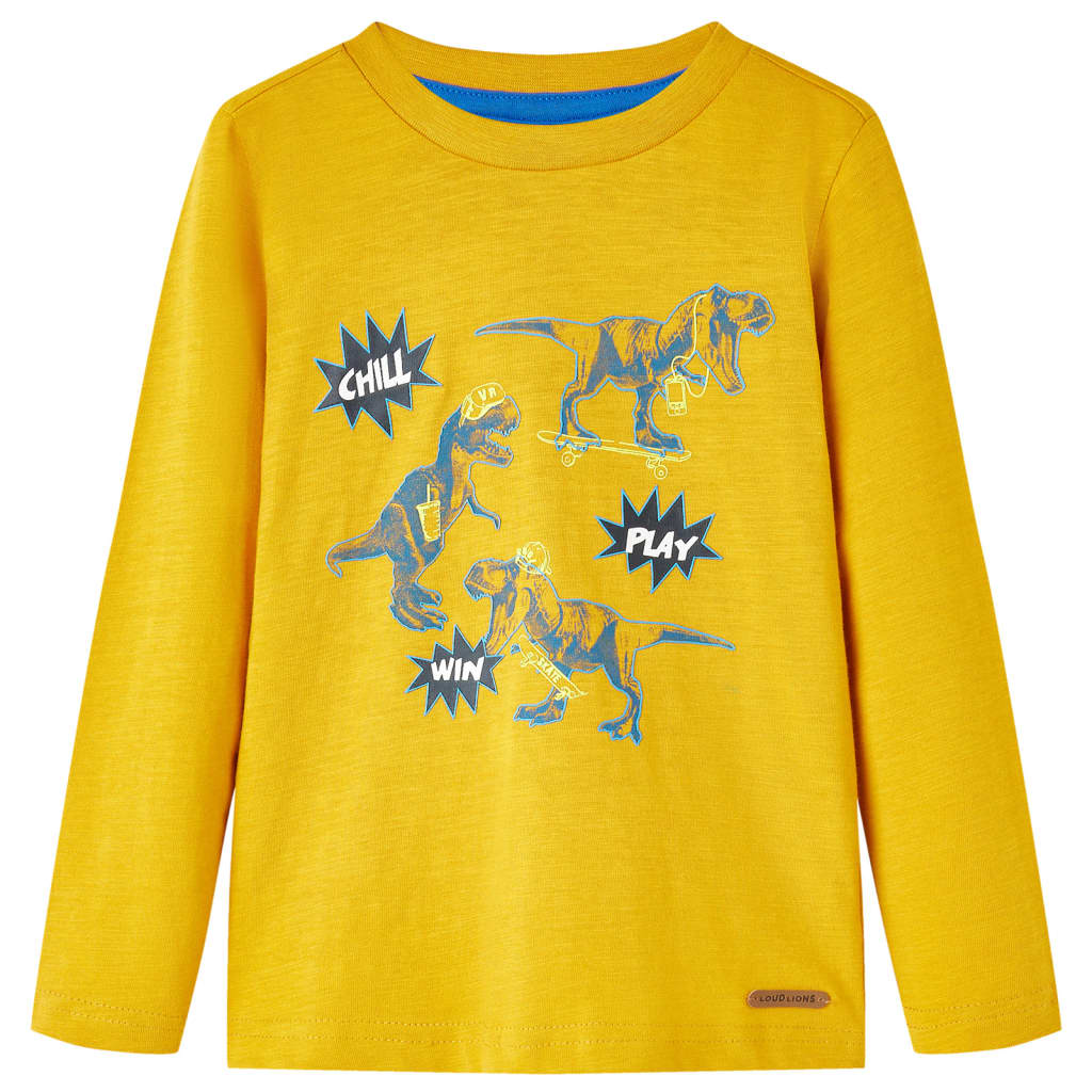 Kindershirt met lange mouwen 128 okerkleurig is nu te koop bij PeponiXL, paradijselijk wonen!