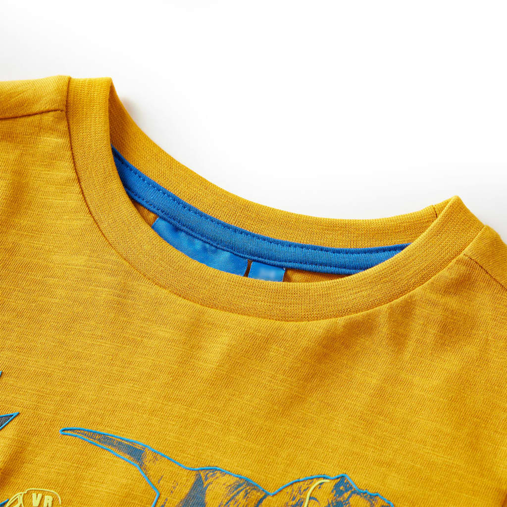 Kindershirt met lange mouwen 128 okerkleurig is nu te koop bij PeponiXL, paradijselijk wonen!