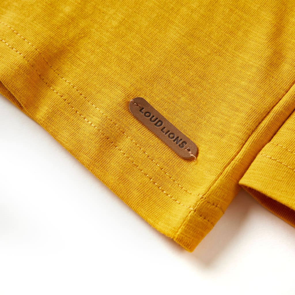 Kindershirt met lange mouwen 128 okerkleurig is nu te koop bij PeponiXL, paradijselijk wonen!