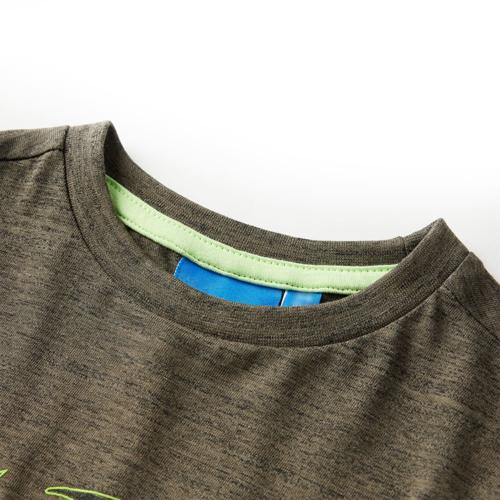 Kindershirt met lange mouwen 116 gemêleerd kakikleurig is nu te koop bij PeponiXL, paradijselijk wonen!