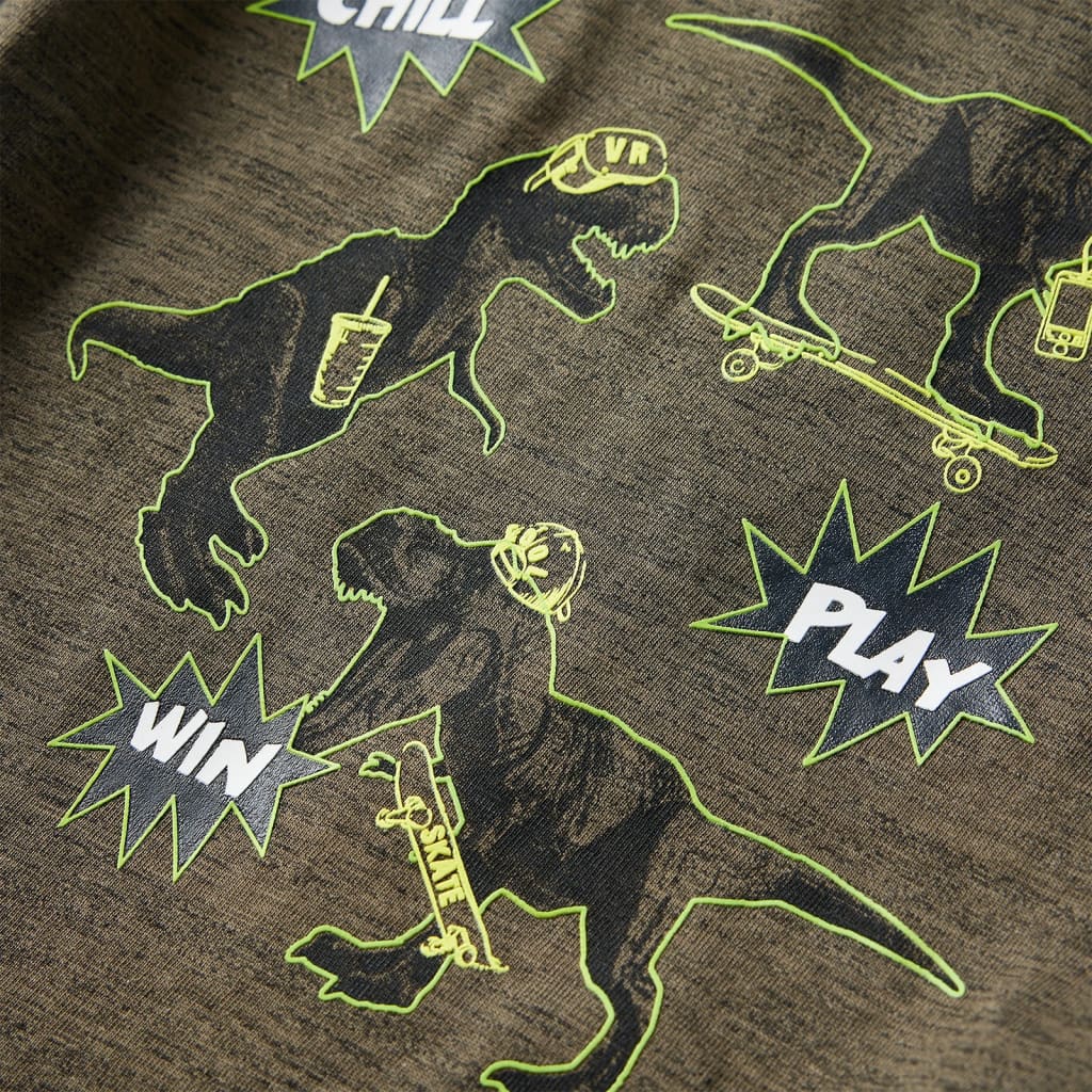Kindershirt met lange mouwen 116 gemêleerd kakikleurig is nu te koop bij PeponiXL, paradijselijk wonen!