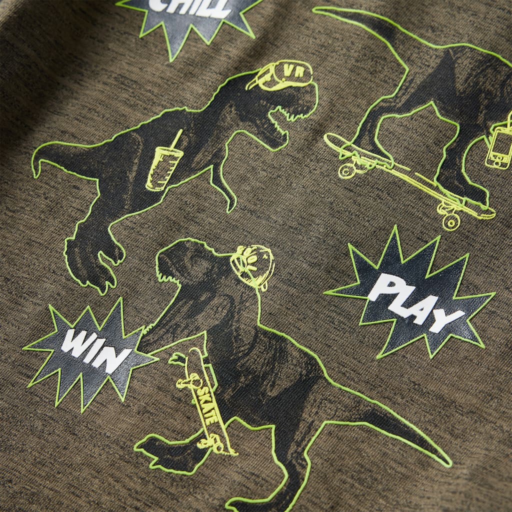 Kindershirt met lange mouwen 128 gemêleerd kakikleurig is nu te koop bij PeponiXL, paradijselijk wonen!