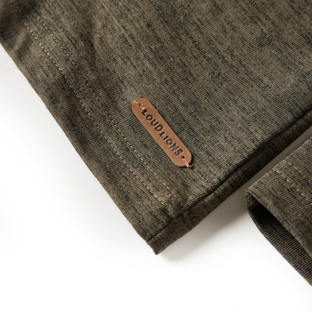 Kindershirt met lange mouwen 128 gemêleerd kakikleurig is nu te koop bij PeponiXL, paradijselijk wonen!