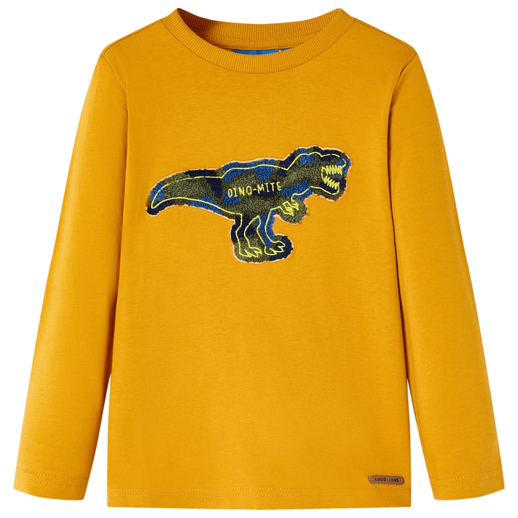 Kindershirt met lange mouwen 104 okerkleurig is nu te koop bij PeponiXL, paradijselijk wonen!
