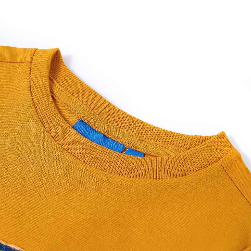 Kindershirt met lange mouwen 128 okerkleurig is nu te koop bij PeponiXL, paradijselijk wonen!