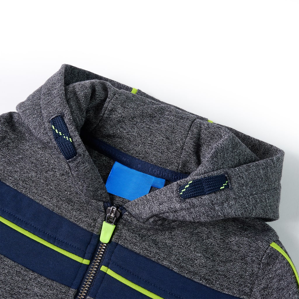 Kindervest met capuchon en rits 104 gemêleerd grijs is nu te koop bij PeponiXL, paradijselijk wonen!