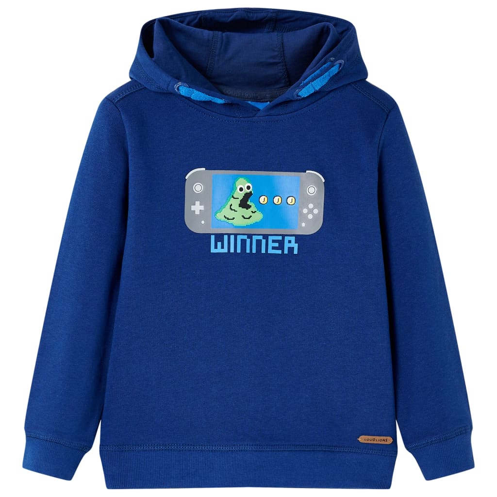 Kindertrui met capuchon 104 donkerblauw is nu te koop bij PeponiXL, paradijselijk wonen!