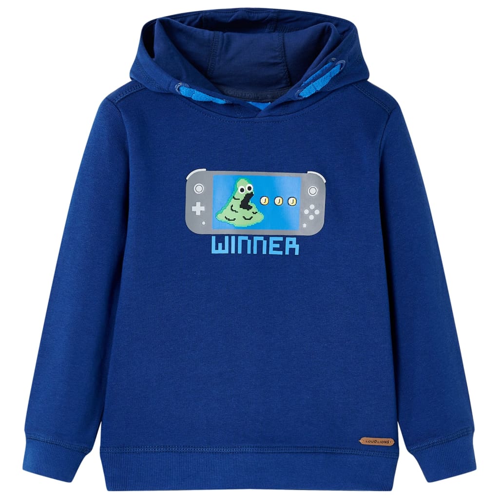 Kindertrui met capuchon 116 donkerblauw is nu te koop bij PeponiXL, paradijselijk wonen!