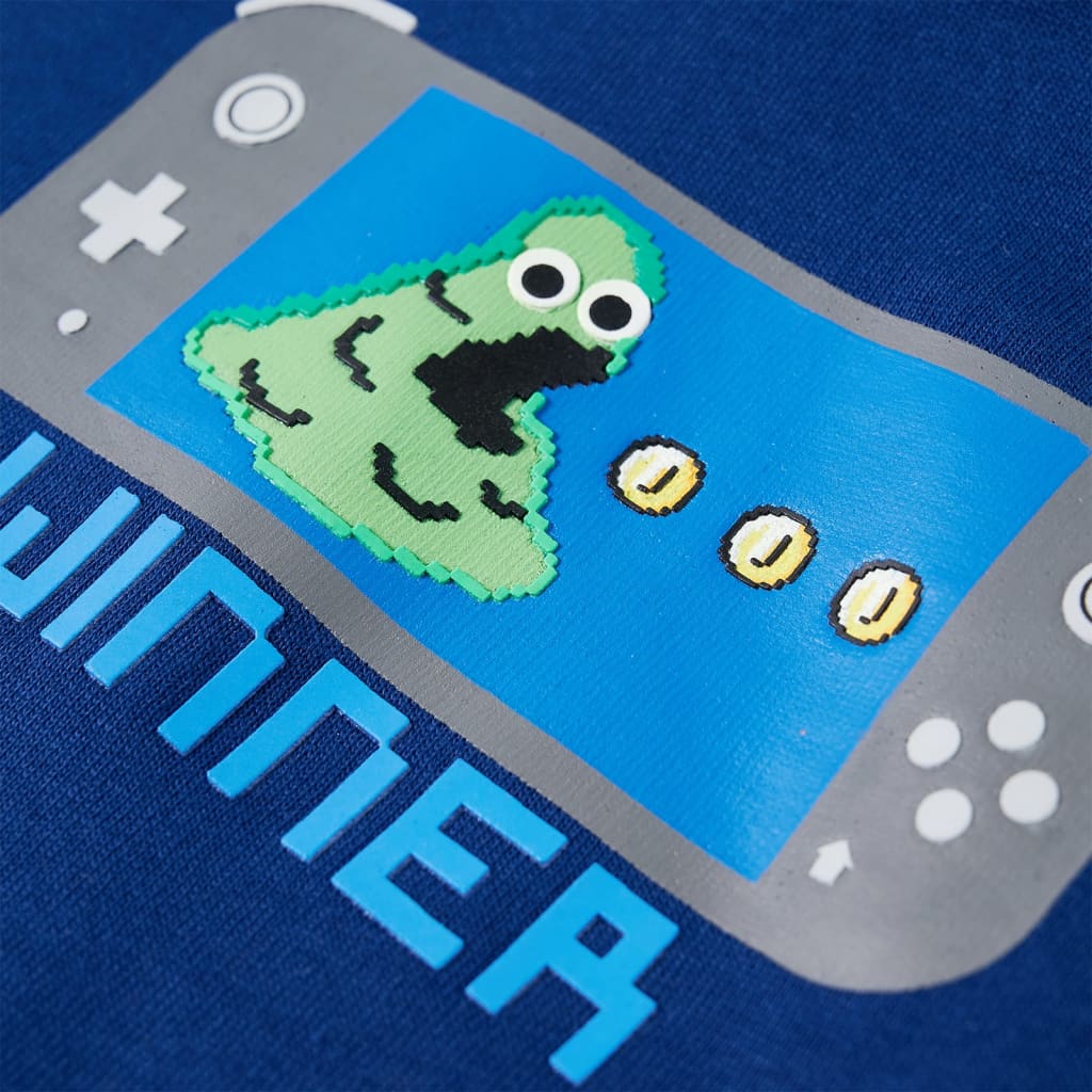 Kindertrui met capuchon 128 donkerblauw is nu te koop bij PeponiXL, paradijselijk wonen!