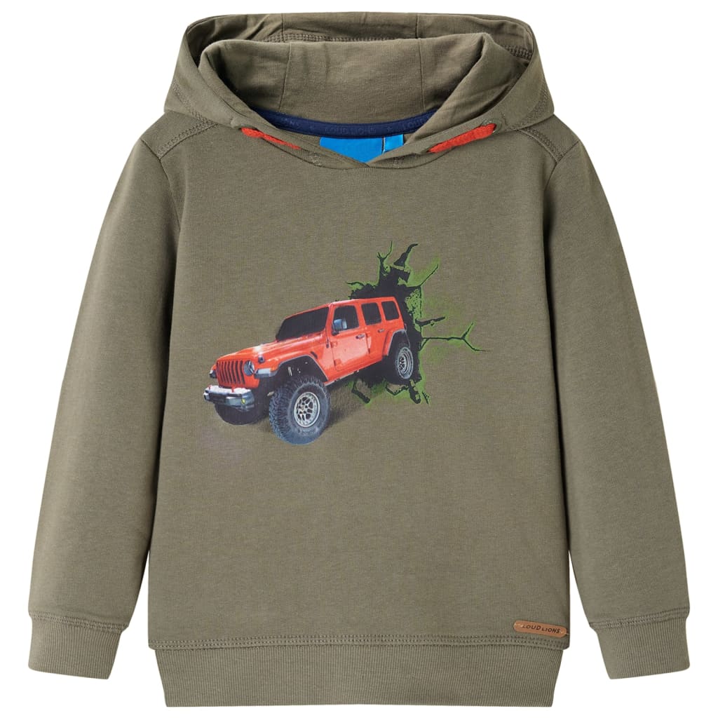 Kindertrui met capuchon 104 kakikleurig is nu te koop bij PeponiXL, paradijselijk wonen!