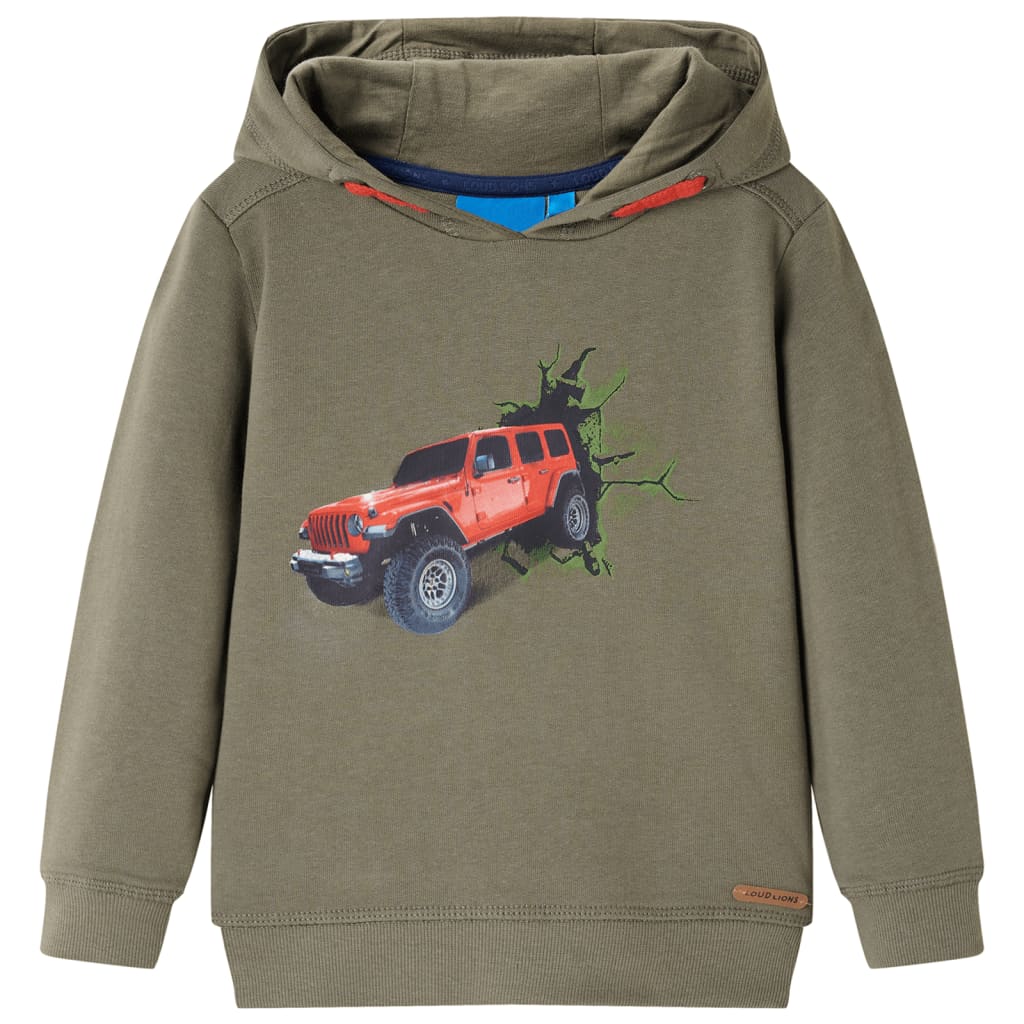 Kindertrui met capuchon 128 kakikleurig is nu te koop bij PeponiXL, paradijselijk wonen!