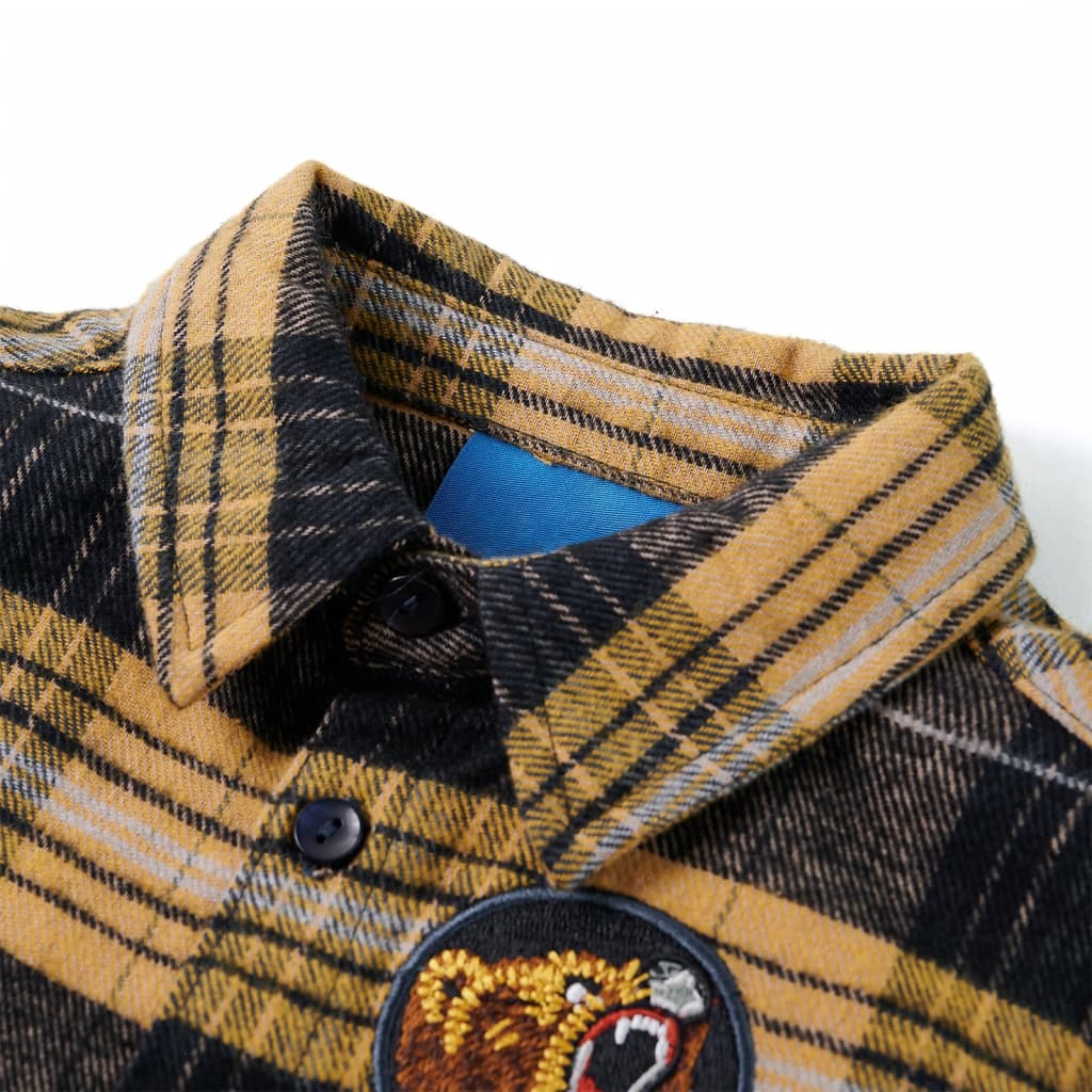 Kindershirt geruit 128 geel en zwart is nu te koop bij PeponiXL, paradijselijk wonen!