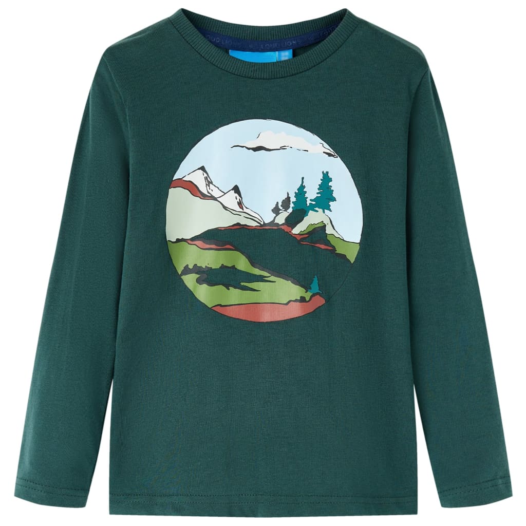 Kindershirt met lange mouwen 104 donkergroen is nu te koop bij PeponiXL, paradijselijk wonen!