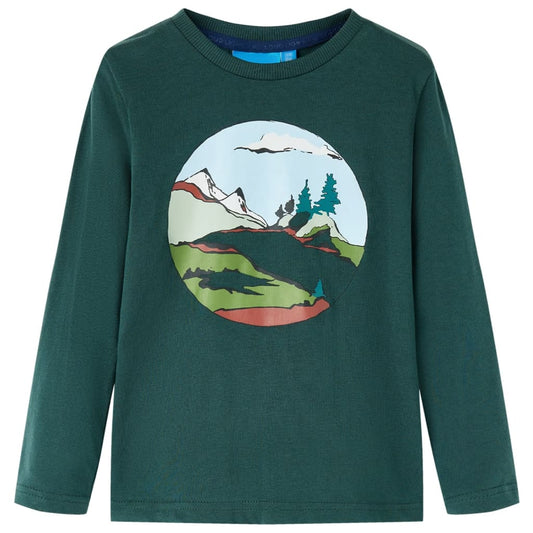 Kindershirt met lange mouwen 128 donkergroen is nu te koop bij PeponiXL, paradijselijk wonen!