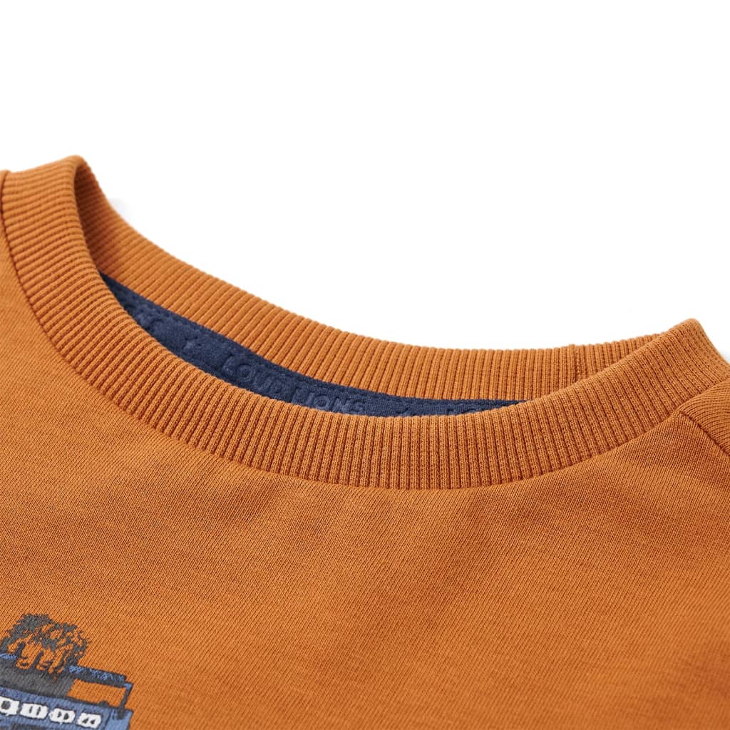 Kindershirt met lange mouwen 128 donkerokerkleurig is nu te koop bij PeponiXL, paradijselijk wonen!