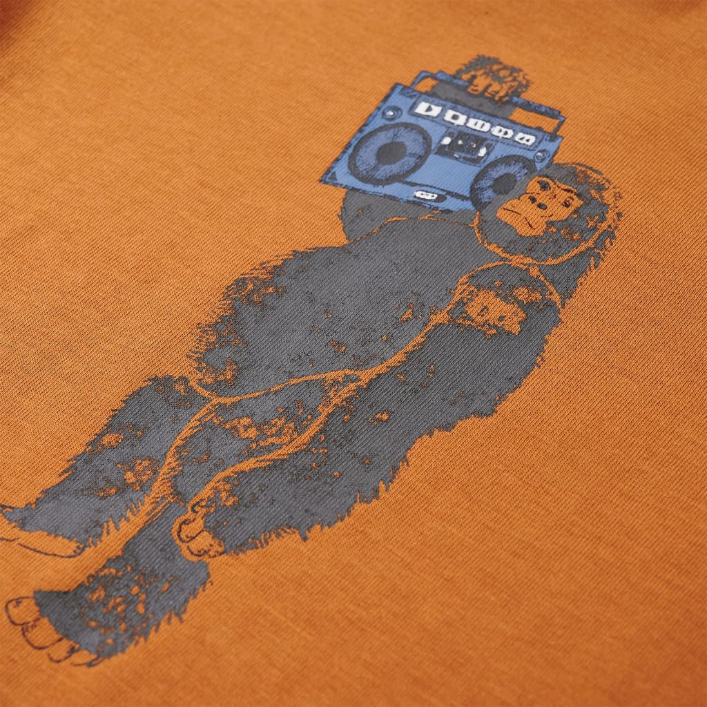 Kindershirt met lange mouwen 128 donkerokerkleurig is nu te koop bij PeponiXL, paradijselijk wonen!