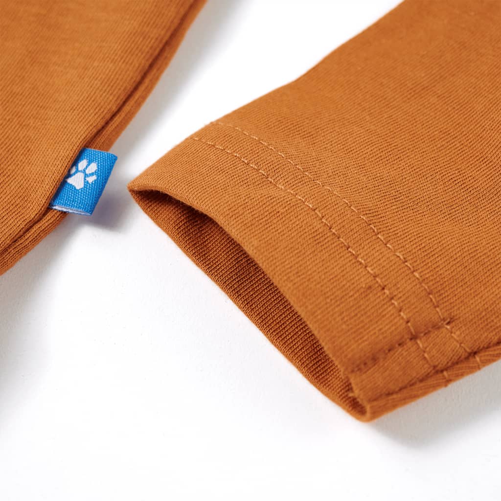 Kindershirt met lange mouwen 128 donkerokerkleurig is nu te koop bij PeponiXL, paradijselijk wonen!