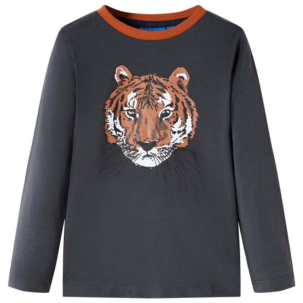 Kindershirt met lange mouwen 116 antracietkleurig is nu te koop bij PeponiXL, paradijselijk wonen!