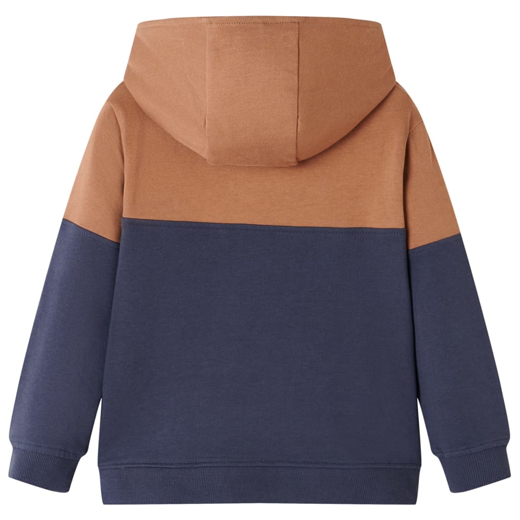 Kindersweater met capuchon halve rits 92 antraciet- en cognackleurig is nu te koop bij PeponiXL, paradijselijk wonen!