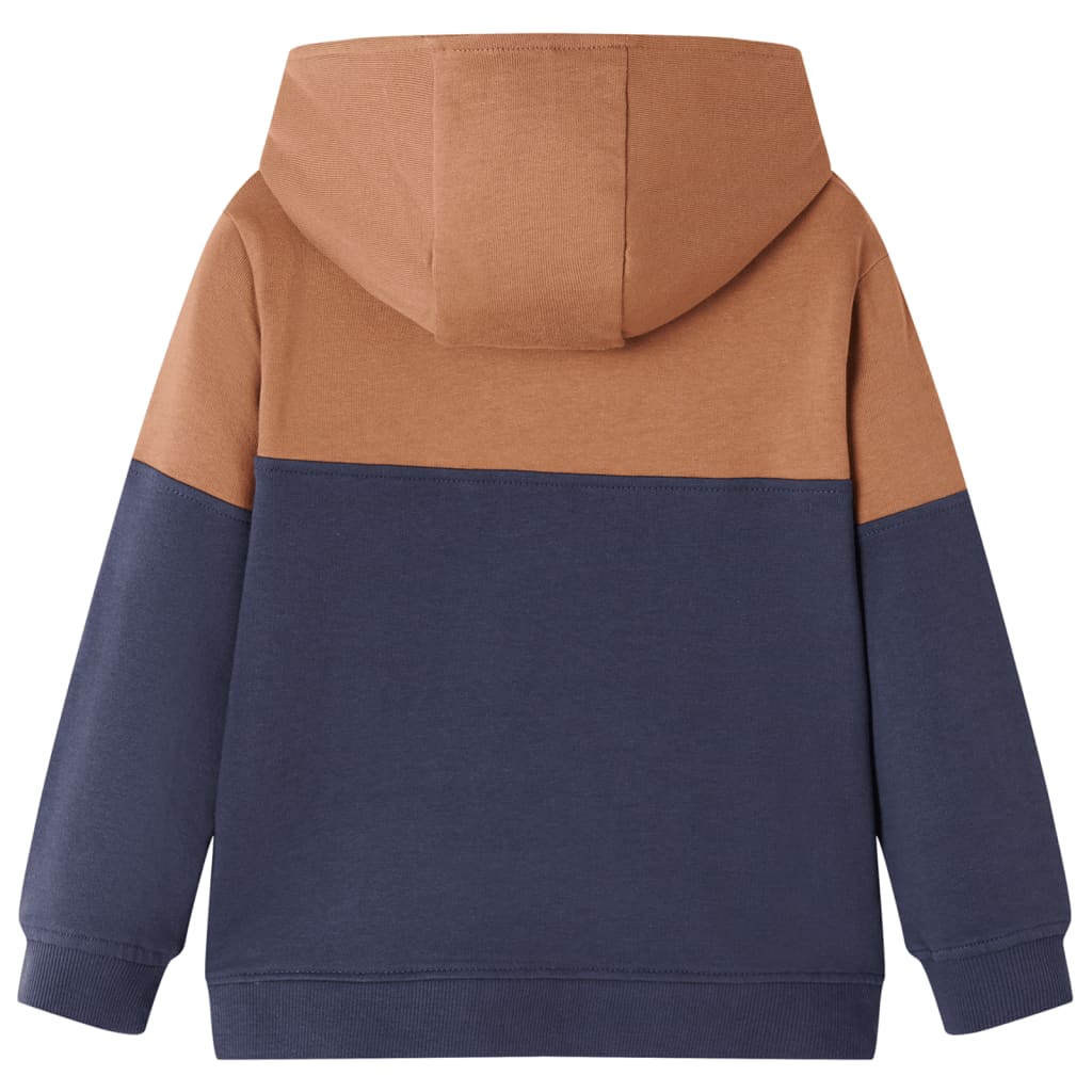 Kindersweater met capuchon halve rits 104 antraciet- en cognackleurig is nu te koop bij PeponiXL, paradijselijk wonen!