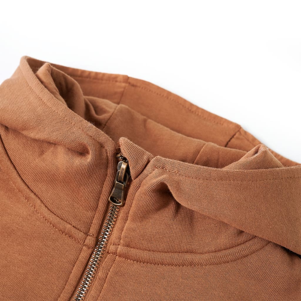 Kindersweater met capuchon halve rits 104 antraciet- en cognackleurig is nu te koop bij PeponiXL, paradijselijk wonen!