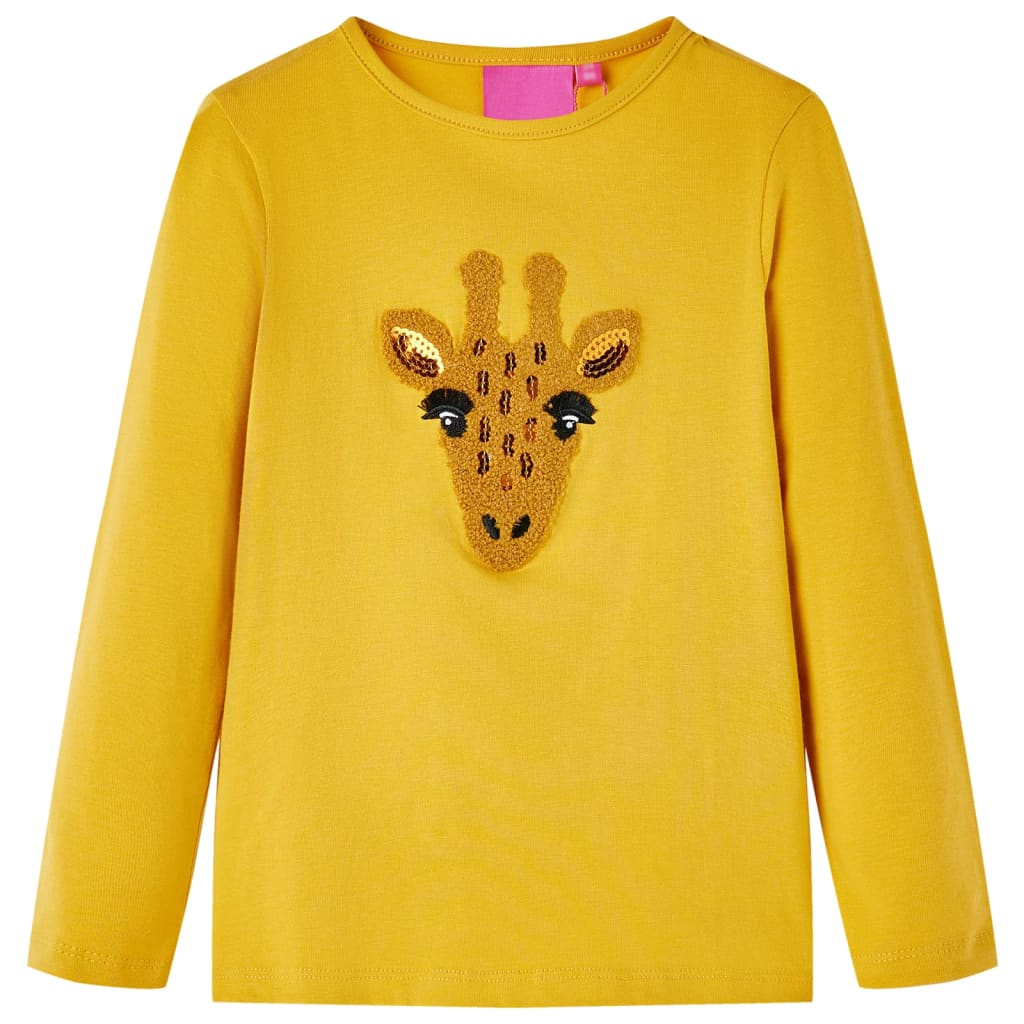 Kindershirt met lange mouwen 116 donker okerkleurig is nu te koop bij PeponiXL, paradijselijk wonen!