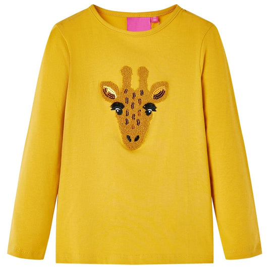 Kindershirt met lange mouwen 116 donker okerkleurig is nu te koop bij PeponiXL, paradijselijk wonen!
