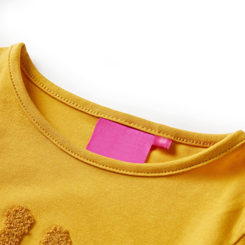 Kindershirt met lange mouwen 116 donker okerkleurig is nu te koop bij PeponiXL, paradijselijk wonen!