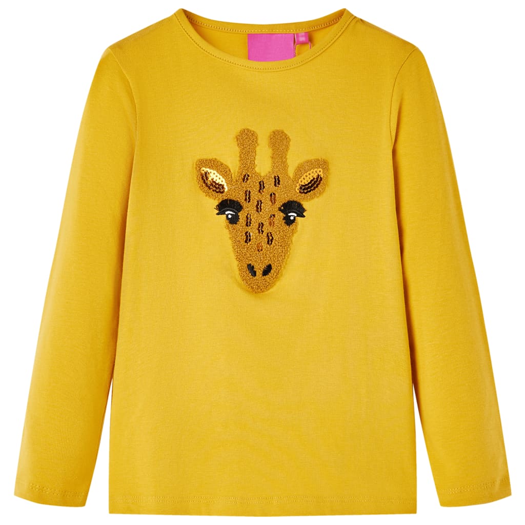 Kindershirt met lange mouwen 128 donker okerkleurig is nu te koop bij PeponiXL, paradijselijk wonen!