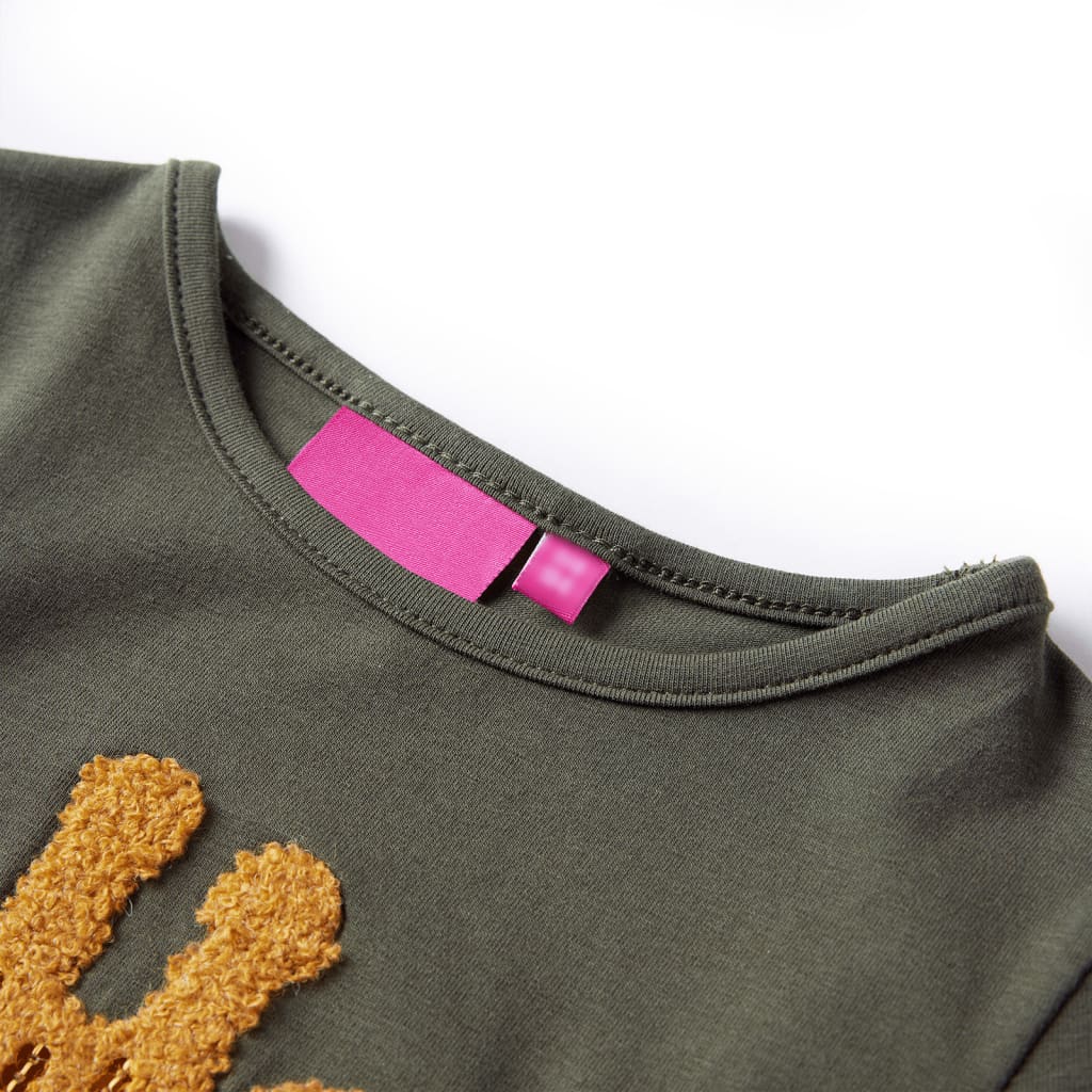 Kindershirt met lange mouwen 104 kakikleurig is nu te koop bij PeponiXL, paradijselijk wonen!