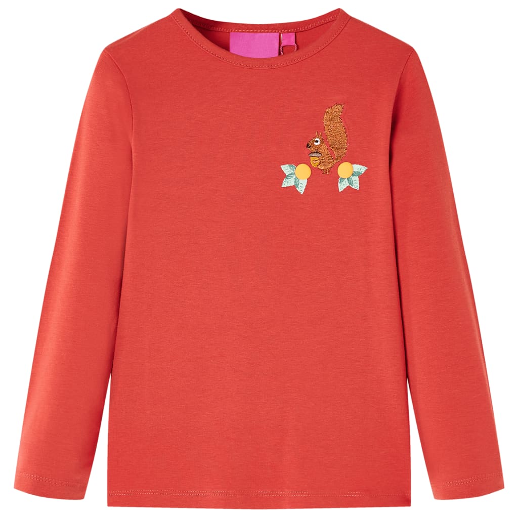 Kindershirt met lange mouwen 128 roodbruin is nu te koop bij PeponiXL, paradijselijk wonen!