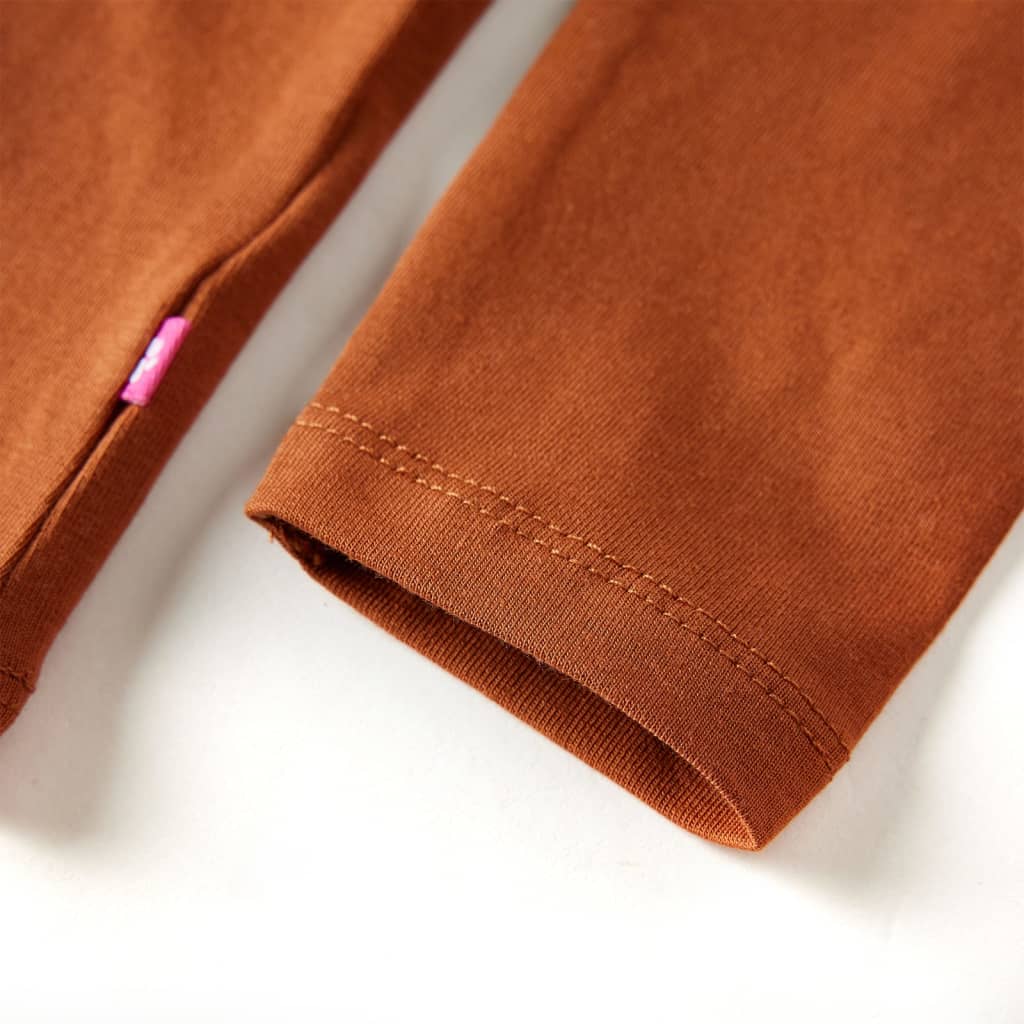 Kindershirt met lange mouwen 92 cognackleurig is nu te koop bij PeponiXL, paradijselijk wonen!