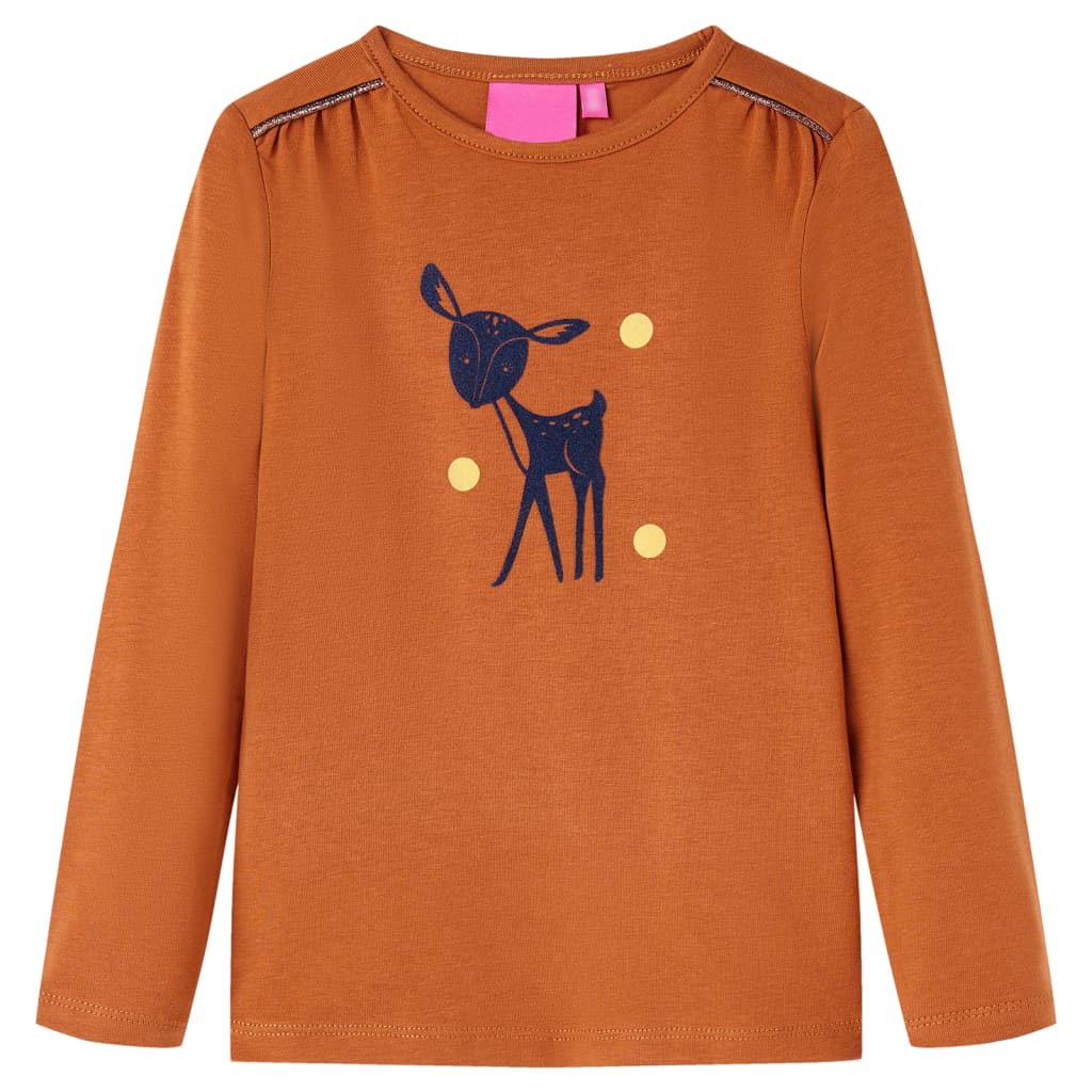 Kindershirt met lange mouwen 140 cognackleurig is nu te koop bij PeponiXL, paradijselijk wonen!