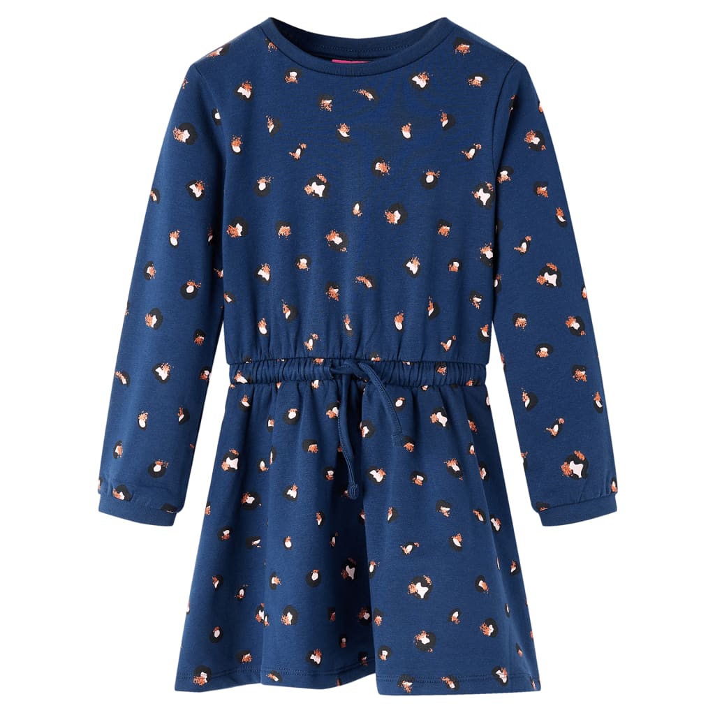 Kinderjurk met lange mouwen 104 marineblauw is nu te koop bij PeponiXL, paradijselijk wonen!