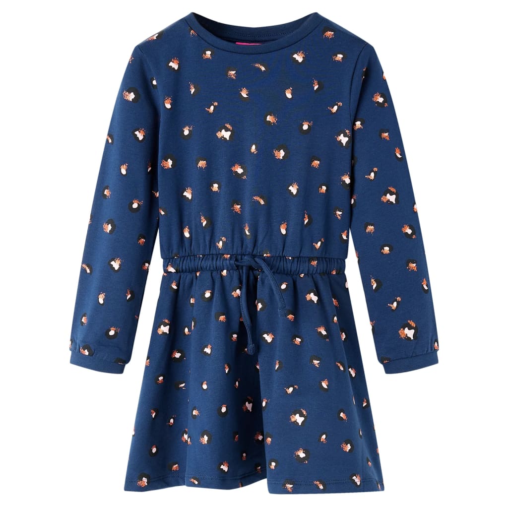 Kinderjurk met lange mouwen 128 marineblauw is nu te koop bij PeponiXL, paradijselijk wonen!