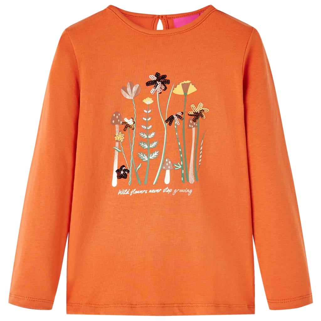 Kindershirt met lange mouwen 104 oranjebruin is nu te koop bij PeponiXL, paradijselijk wonen!
