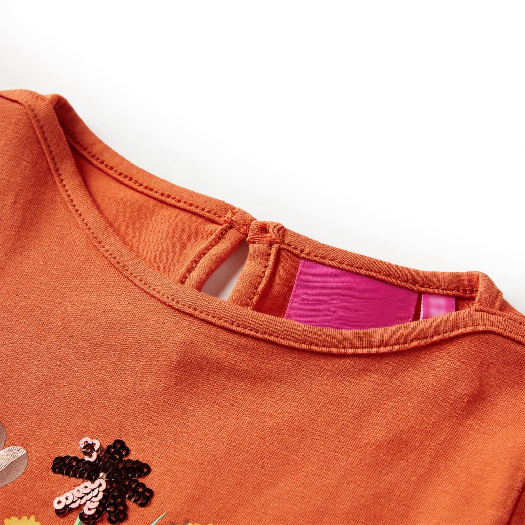 Kindershirt met lange mouwen 104 oranjebruin is nu te koop bij PeponiXL, paradijselijk wonen!