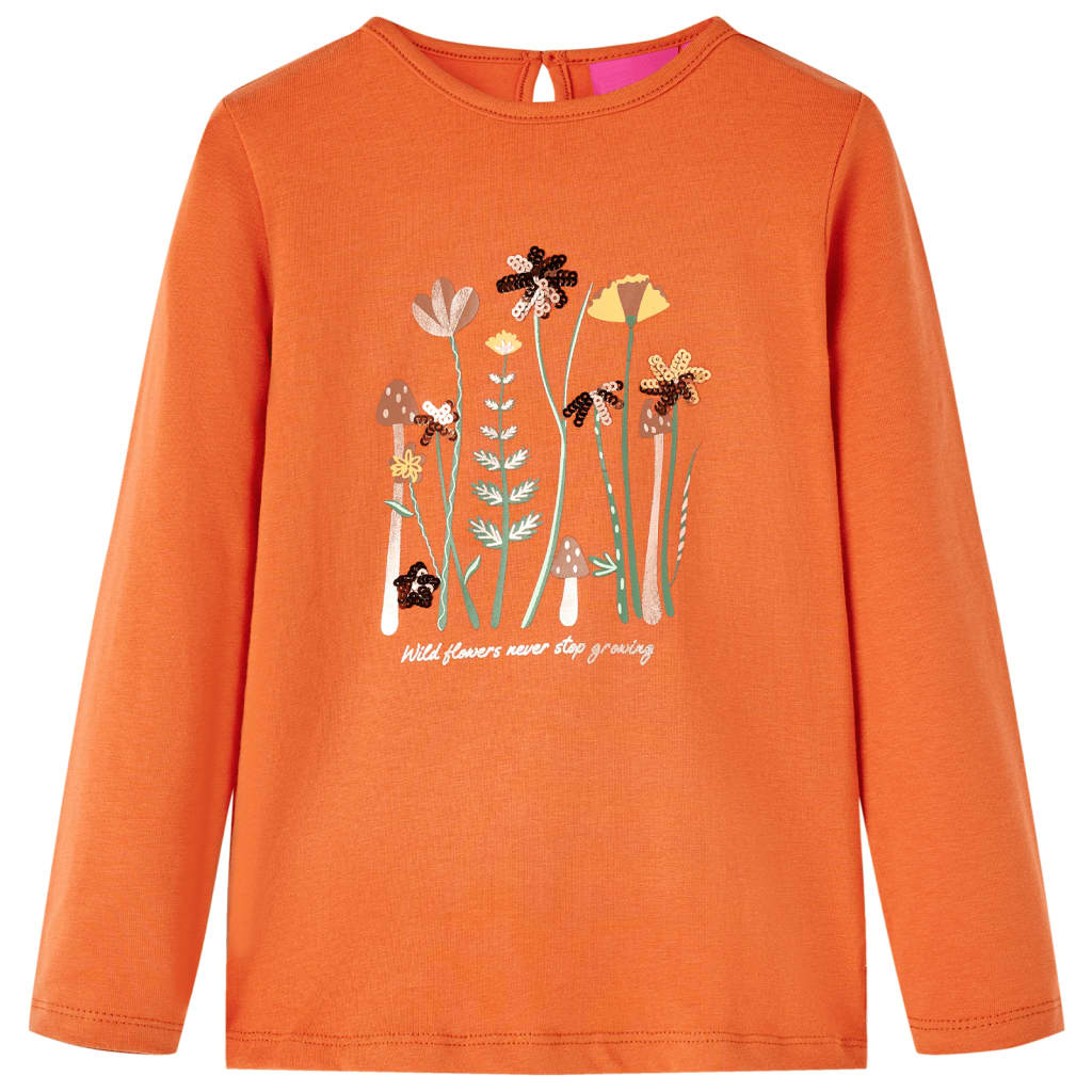 Kindershirt met lange mouwen 128 oranjebruin is nu te koop bij PeponiXL, paradijselijk wonen!