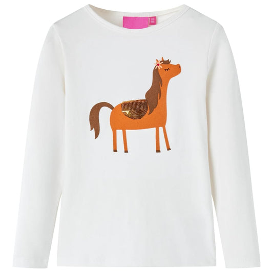 Kindershirt met lange mouwen 128 ecrukleurig is nu te koop bij PeponiXL, paradijselijk wonen!