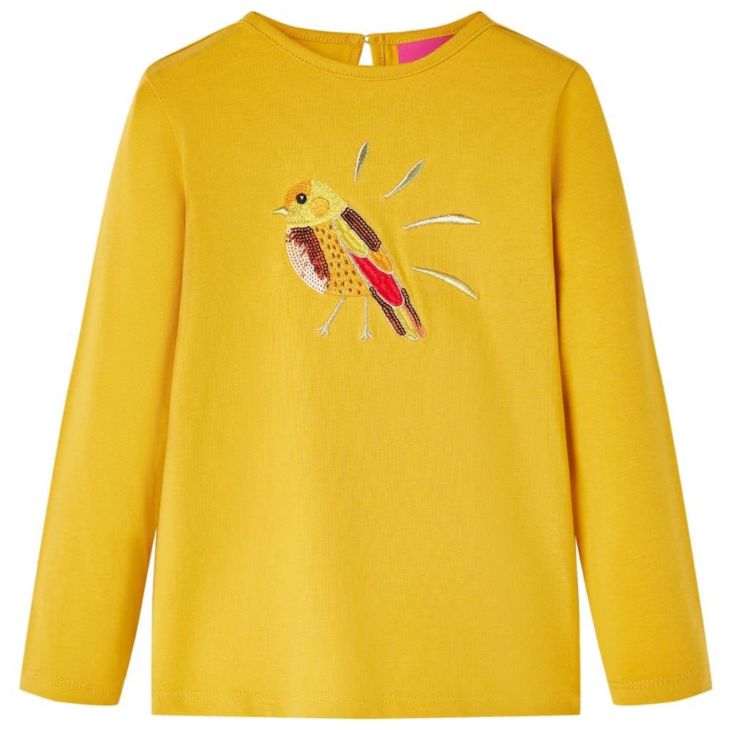 Kindershirt met lange mouwen 104 donker okerkleurig is nu te koop bij PeponiXL, paradijselijk wonen!