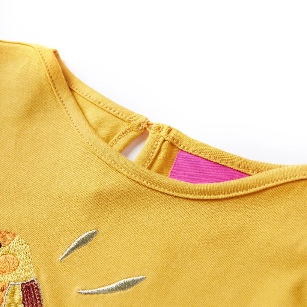 Kindershirt met lange mouwen 116 donker okerkleurig is nu te koop bij PeponiXL, paradijselijk wonen!
