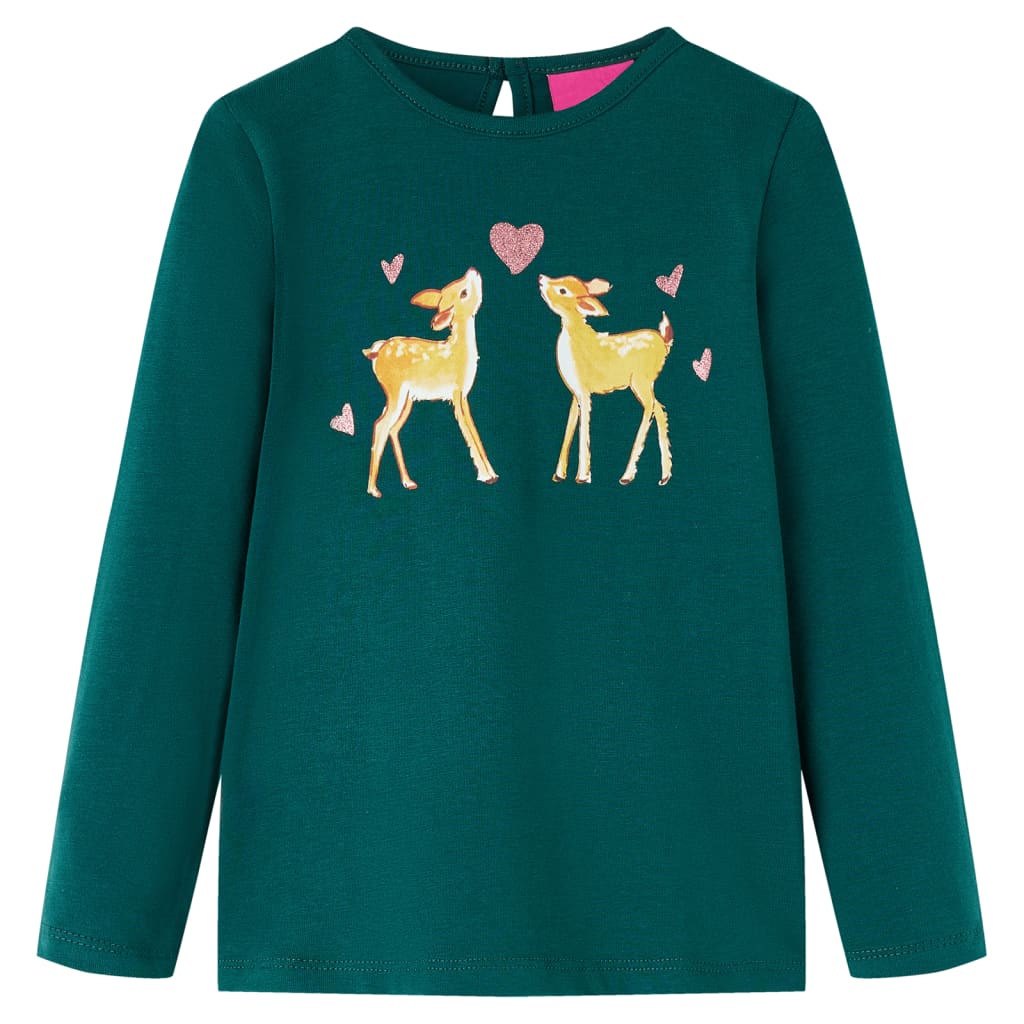 Kindershirt met lange mouwen 140 donkergroen is nu te koop bij PeponiXL, paradijselijk wonen!