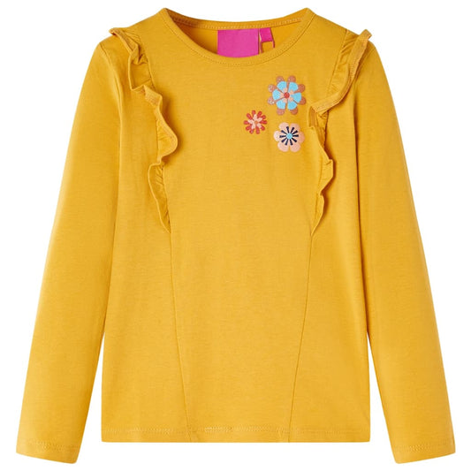 Kindershirt met lange mouwen 104 donkerokerkleurig is nu te koop bij PeponiXL, paradijselijk wonen!