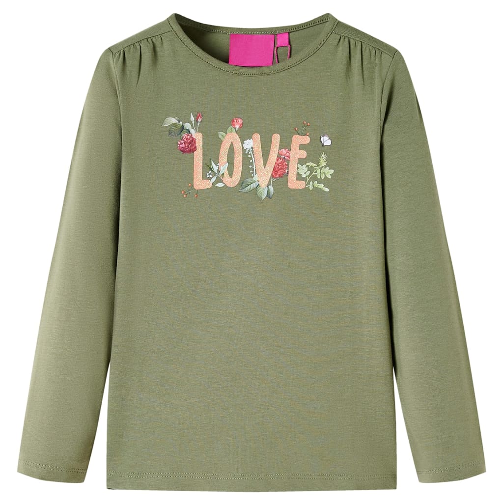 Kindershirt met lange mouwen 104 kakikleurig is nu te koop bij PeponiXL, paradijselijk wonen!