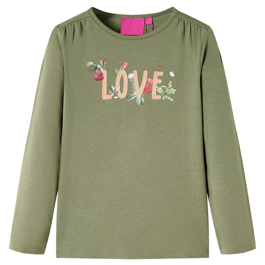 Kindershirt met lange mouwen 104 kakikleurig is nu te koop bij PeponiXL, paradijselijk wonen!