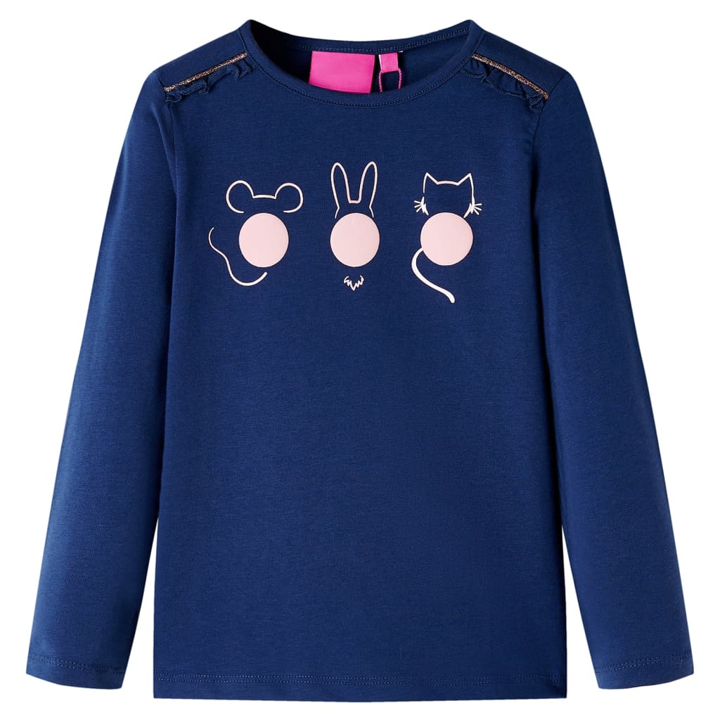 Kindershirt met lange mouwen 116 marineblauw is nu te koop bij PeponiXL, paradijselijk wonen!