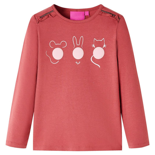Kindershirt met lange mouwen 116 rozebruin is nu te koop bij PeponiXL, paradijselijk wonen!