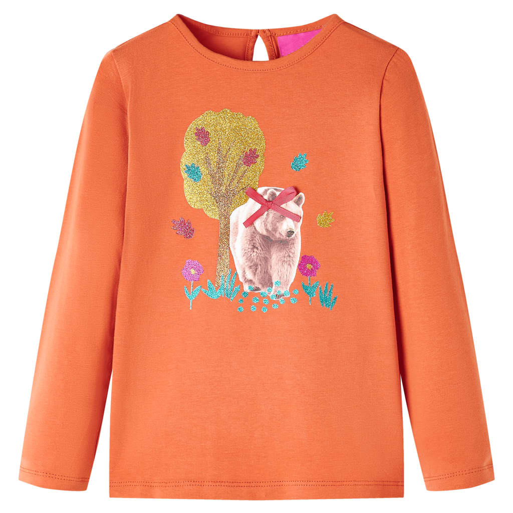 Kindershirt met lange mouwen 116 oranjebruin is nu te koop bij PeponiXL, paradijselijk wonen!