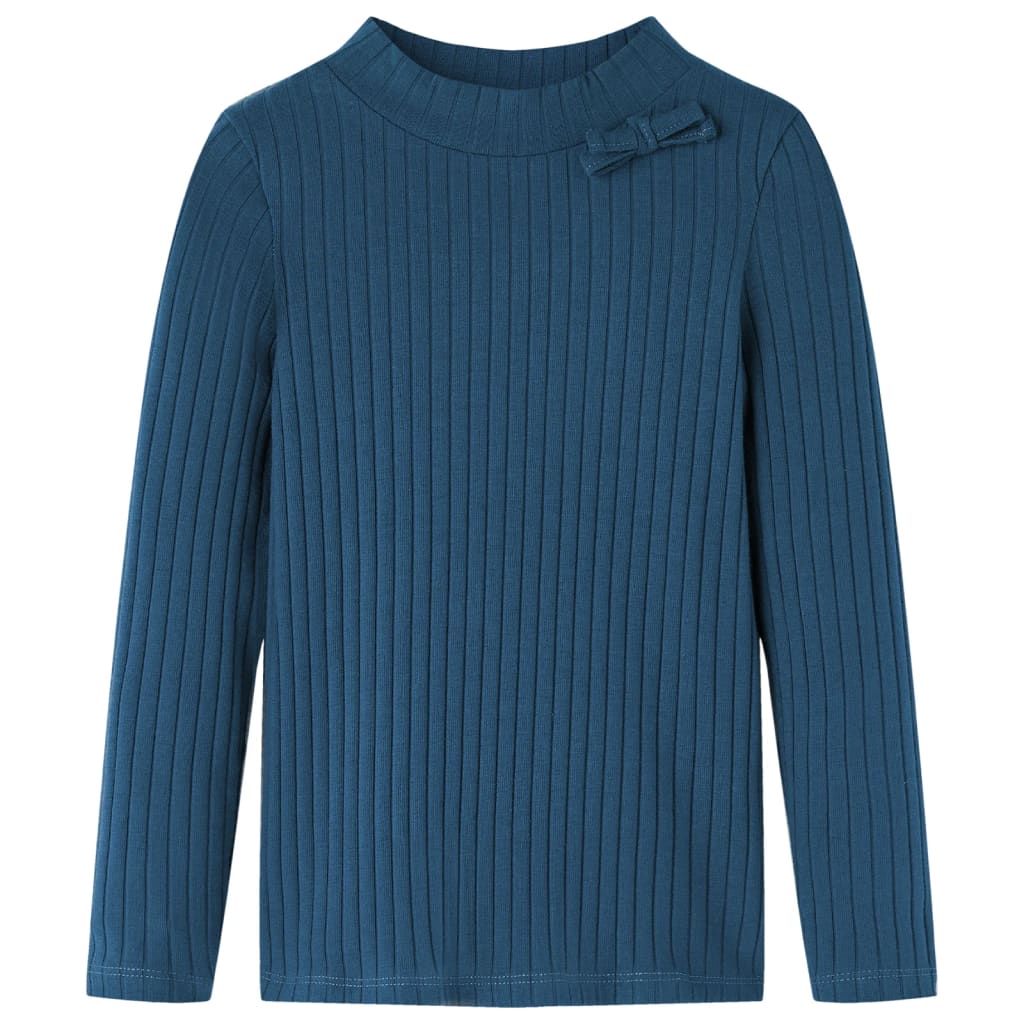 Kindershirt met lange mouwen geribd 104 marineblauw is nu te koop bij PeponiXL, paradijselijk wonen!