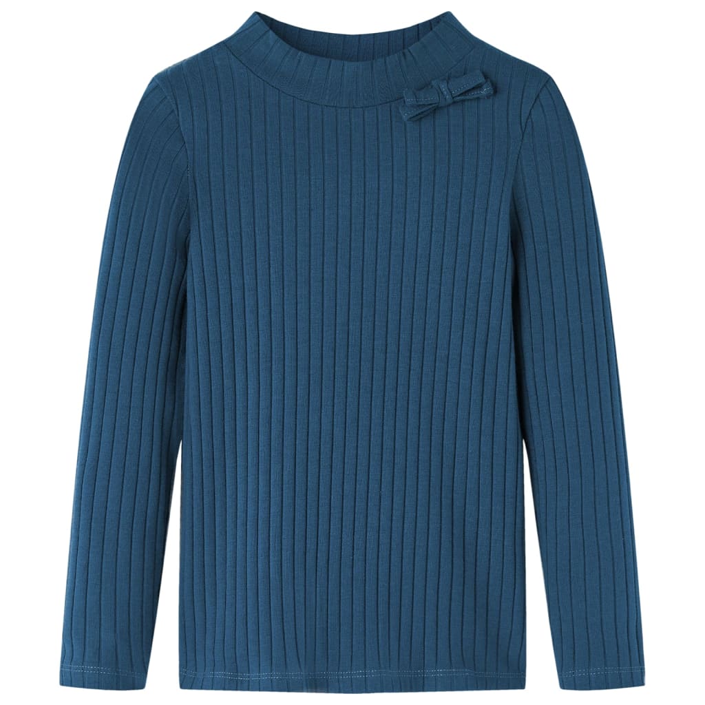 Kindershirt met lange mouwen geribd 128 marineblauw is nu te koop bij PeponiXL, paradijselijk wonen!